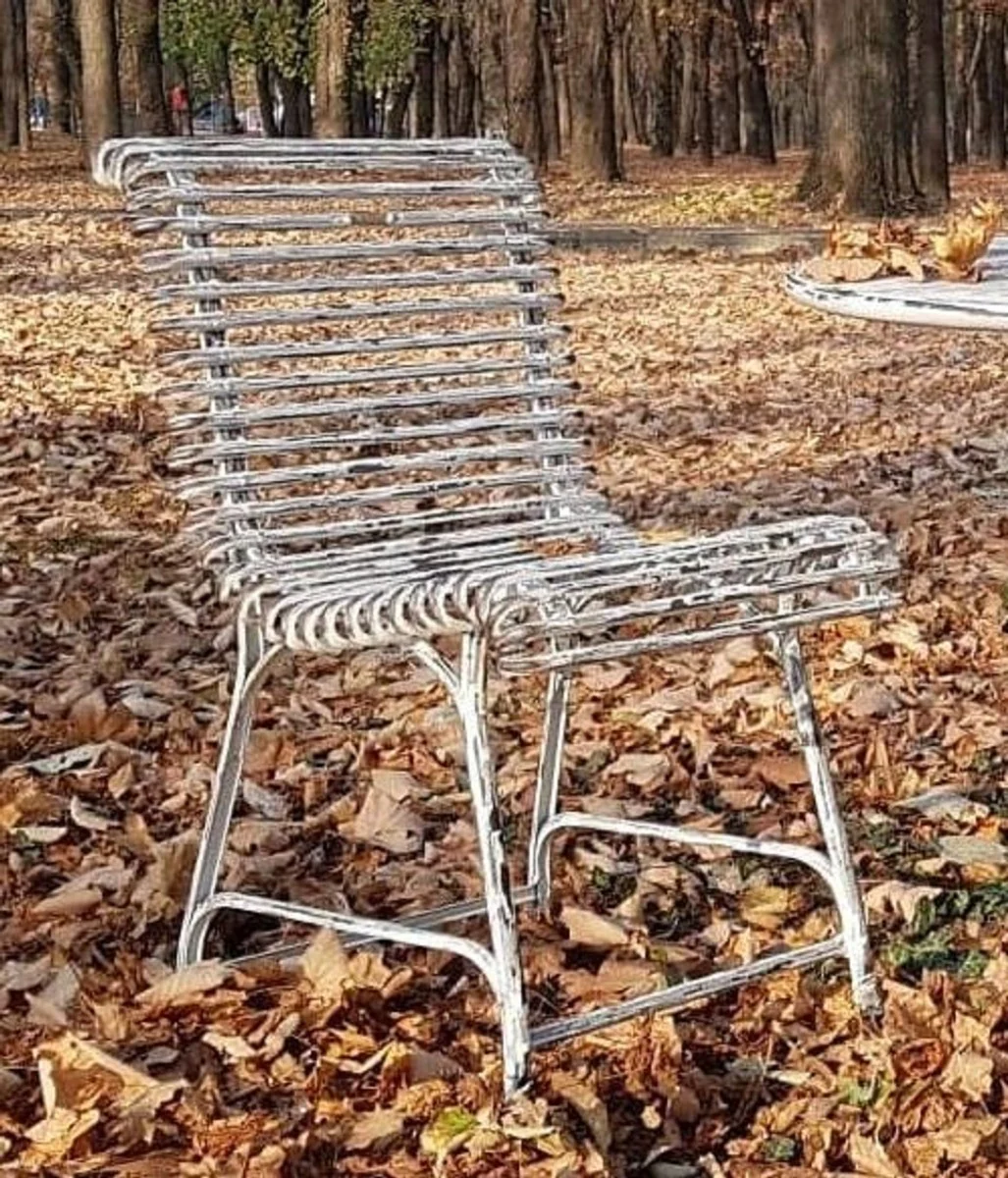Casa Padrino silla de jard¨ªn Art Nouveau blanco antiguo 44 x 50 cm - Silla de hierro forjado hecha a mano - Muebles de hierro forjado de jard¨ªn y terraza nost¨¢lgicos