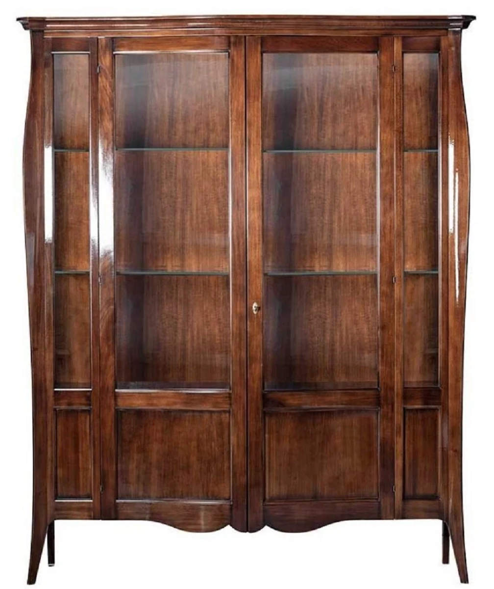 Casa Padrino vitrina Art Deco de lujo marr¨®n 170 x 50 x A. 215 cm - Vitrina de madera maciza con 2 puertas de vidrio - Muebles de Sal¨®n Art Deco de Lujo