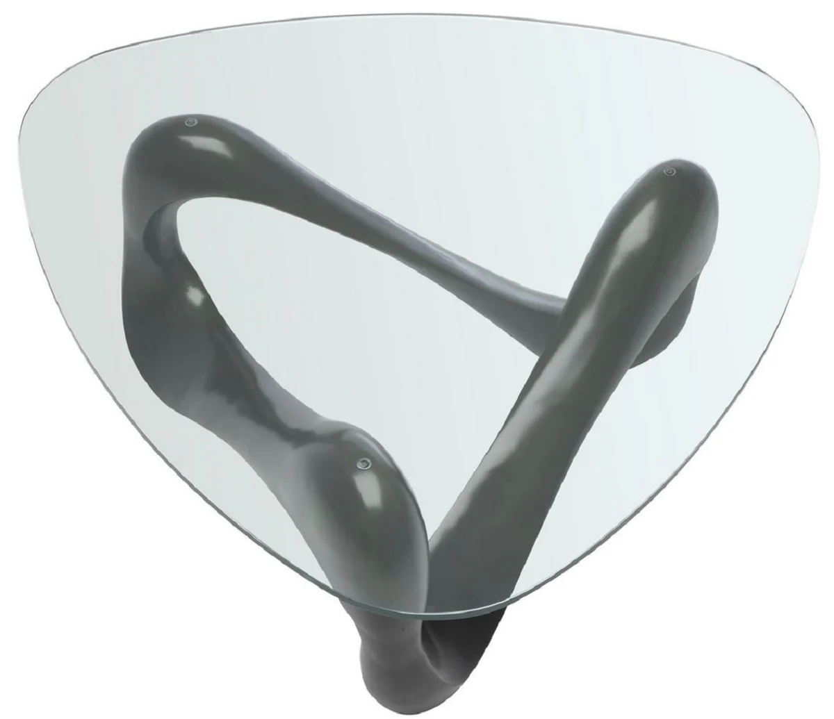 Casa Padrino mesa de centro de dise?o bronce 100,5 x 98 x A. 43,5 cm - Mesa de sal¨®n con placa de vidrio triangular - Muebles de Lujo