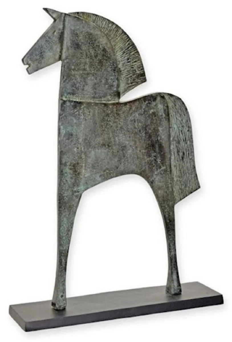 Casa Padrino escultura decorativa de aluminio de lujo caballo verde menta antiguo / negro 40,1 x 11 x A. 57,5 cm - Figura decorativa abstracta de aluminio - Decoración de escritorio