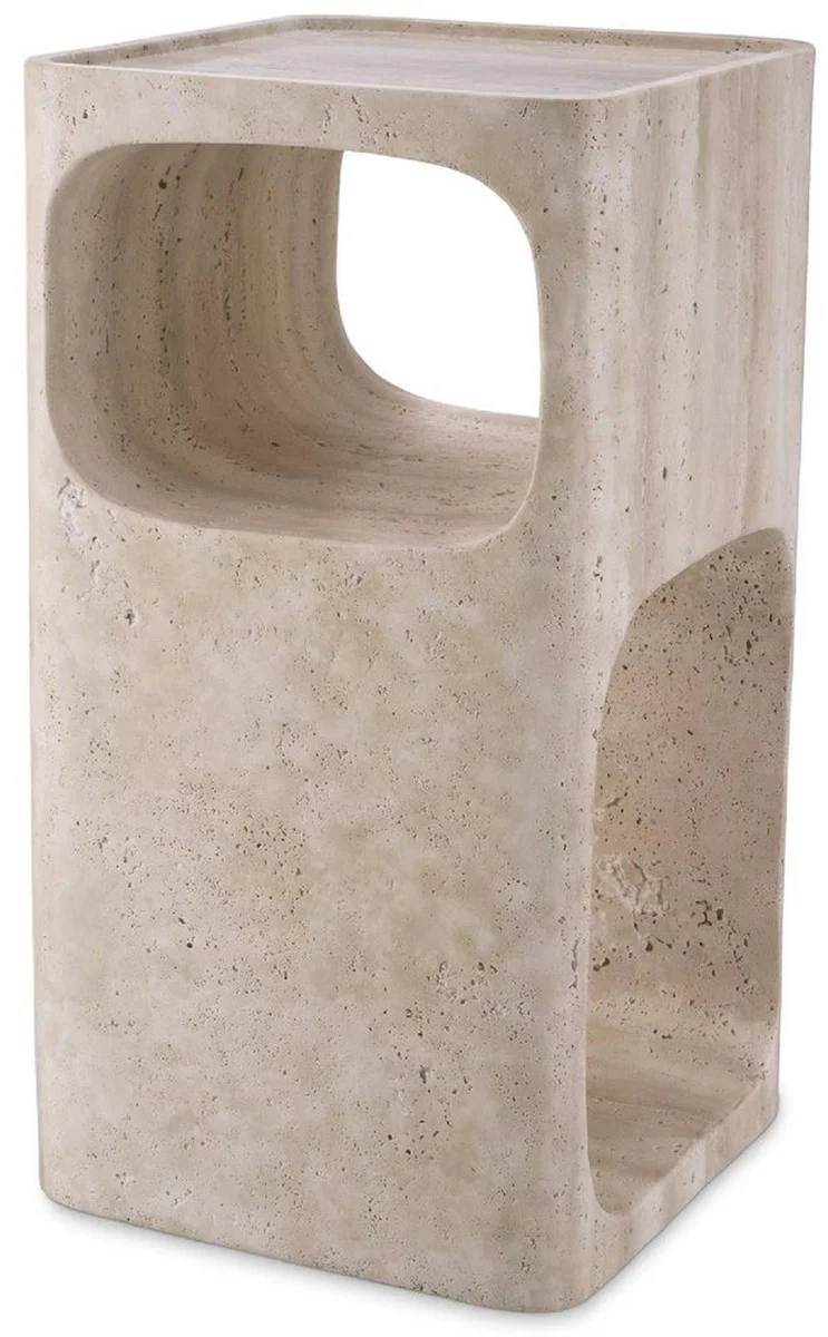 Casa Padrino mesa auxiliar de travertino de lujo beige 30,5 x 30,5 x A. 56,5 cm - Mesa auxiliar de piedra natural - Muebles de sal¨®n - Muebles de travertino - Muebles de lujo - Instalaci¨®n de lujo