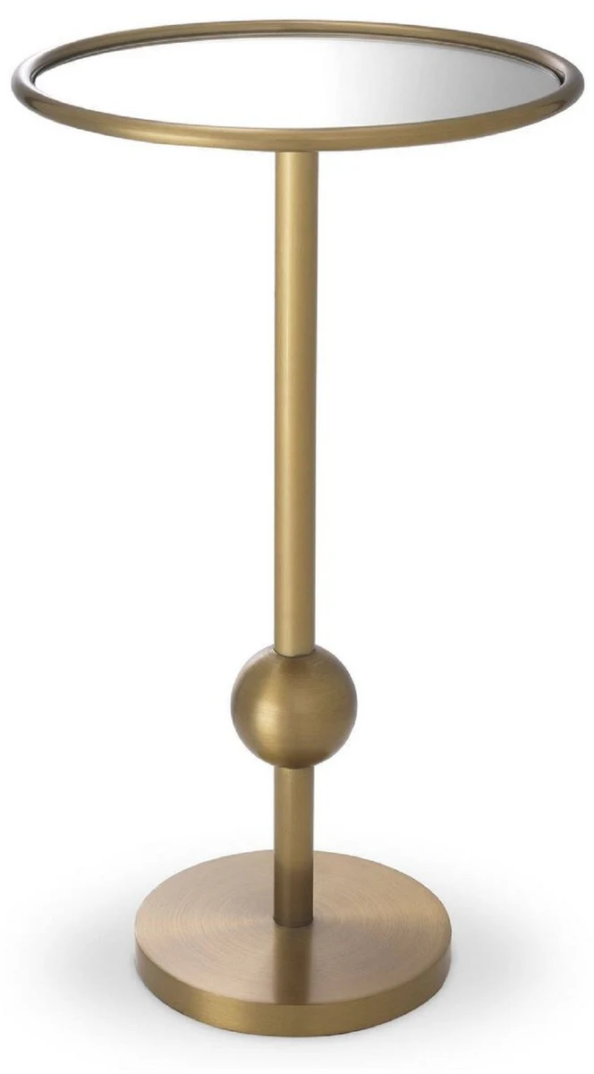 Casa Padrino mesa auxiliar de lujo lat¨®n ? 26 x A. 45,5 cm - Mesa redonda de acero inoxidable con cristal espejo - Muebles de sal¨®n de lujo