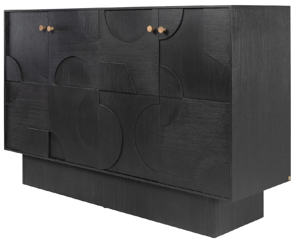 Casa Padrino aparador de dise?o de lujo negro 172,5 x 50 x A. 107,5 cm - Armario de madera maciza con 4 puertas - Armario de dormitorio - Armario de sal¨®n - Armario de oficina - Muebles de lujo