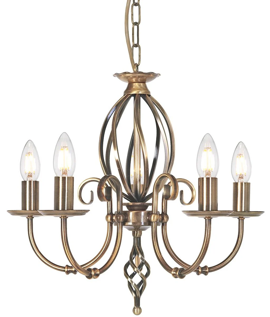 Casa Padrino araña de luces barroco latón antiguo Ø 47 x A. 45 cm - Elegante araña de luces de salón - Araña de luces de estilo barroco