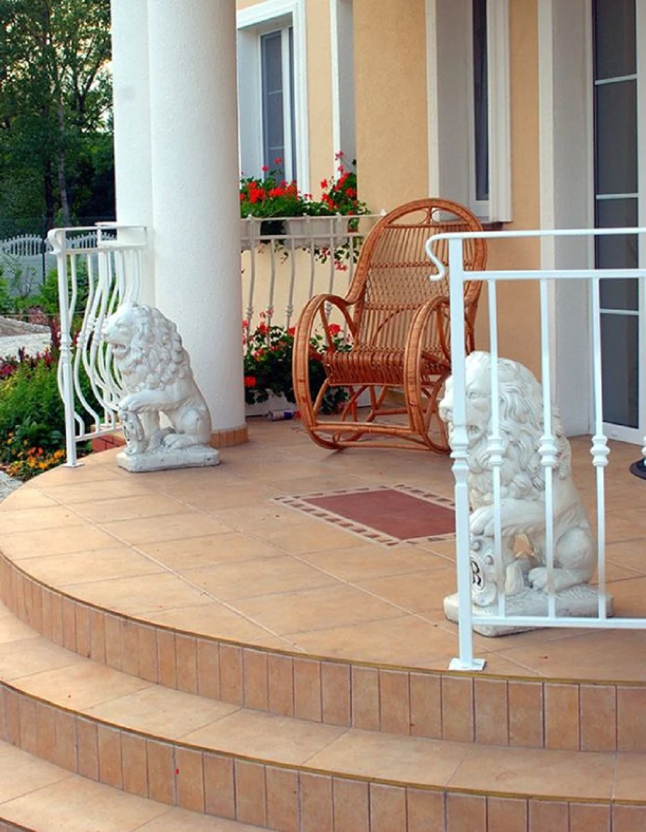Casa Padrino escultura de decoración de jardín barroco león blanco 28 x 45 x A. 72 cm - Figura de decoración de jardín - Accesorios de Decoración Jardín y Terraza