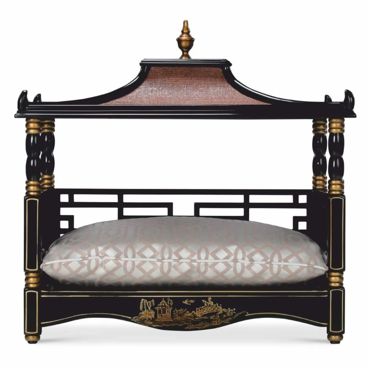 Casa Padrino cama de perro barroco de lujo en estilo oriental negro / oro