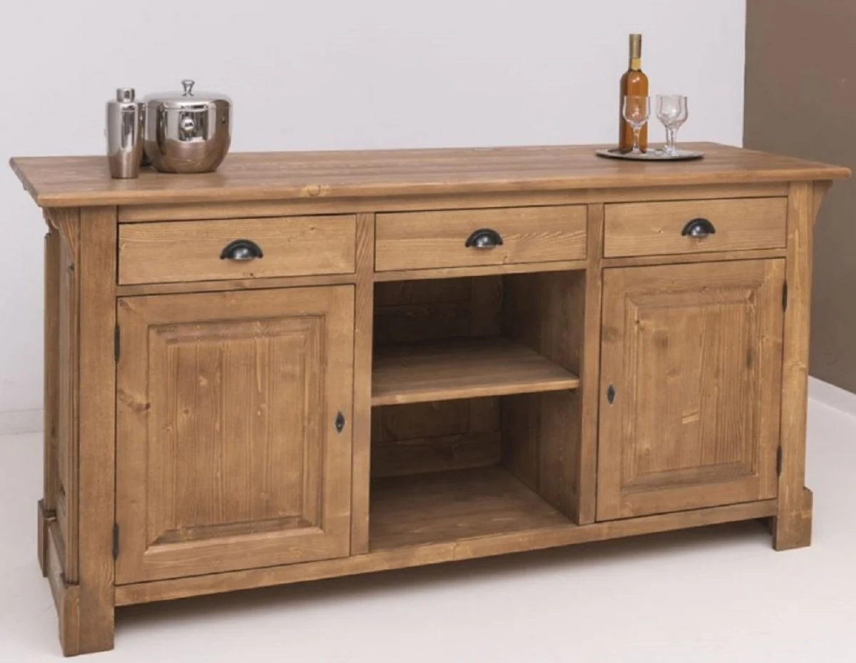 Casa Padrino barra de bar de estilo campestre marr¨®n claro 191 x 68 x A. 95 cm - Mesa de bar de madera maciza - Muebles de bar de madera maciza en estilo campestre