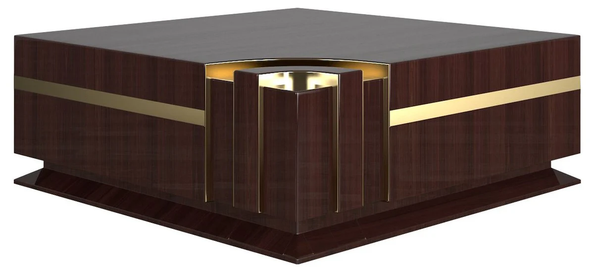 Casa Padrino mesa de centro de dise?o marr¨®n oscuro brillante / oro 120 x 120 x A. 52 cm - Mesa de sal¨®n cuadrada - Calidad de Lujo