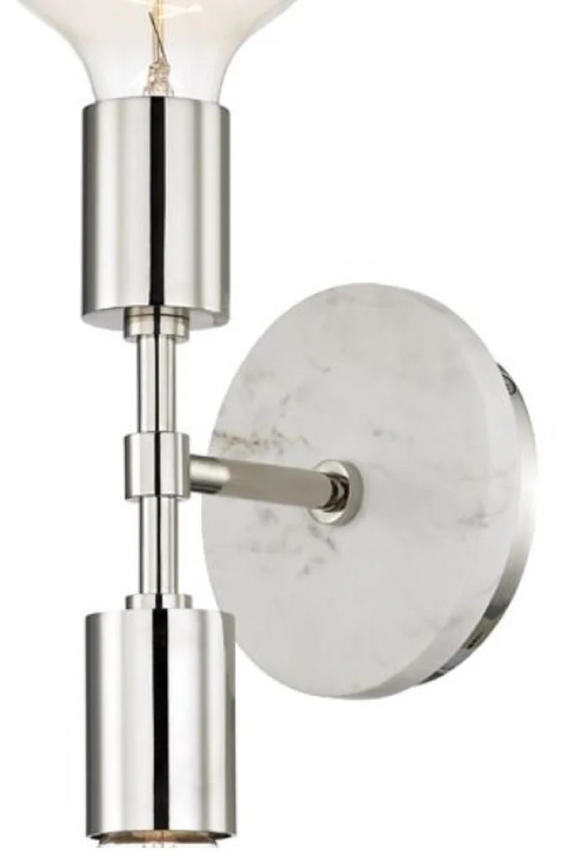 Casa Padrino lámpara de pared doble de lujo plata / blanco 12,7 x 16,5 x H. 50,8 cm - Lámpara de Pared para Hoteles y Restaurantes