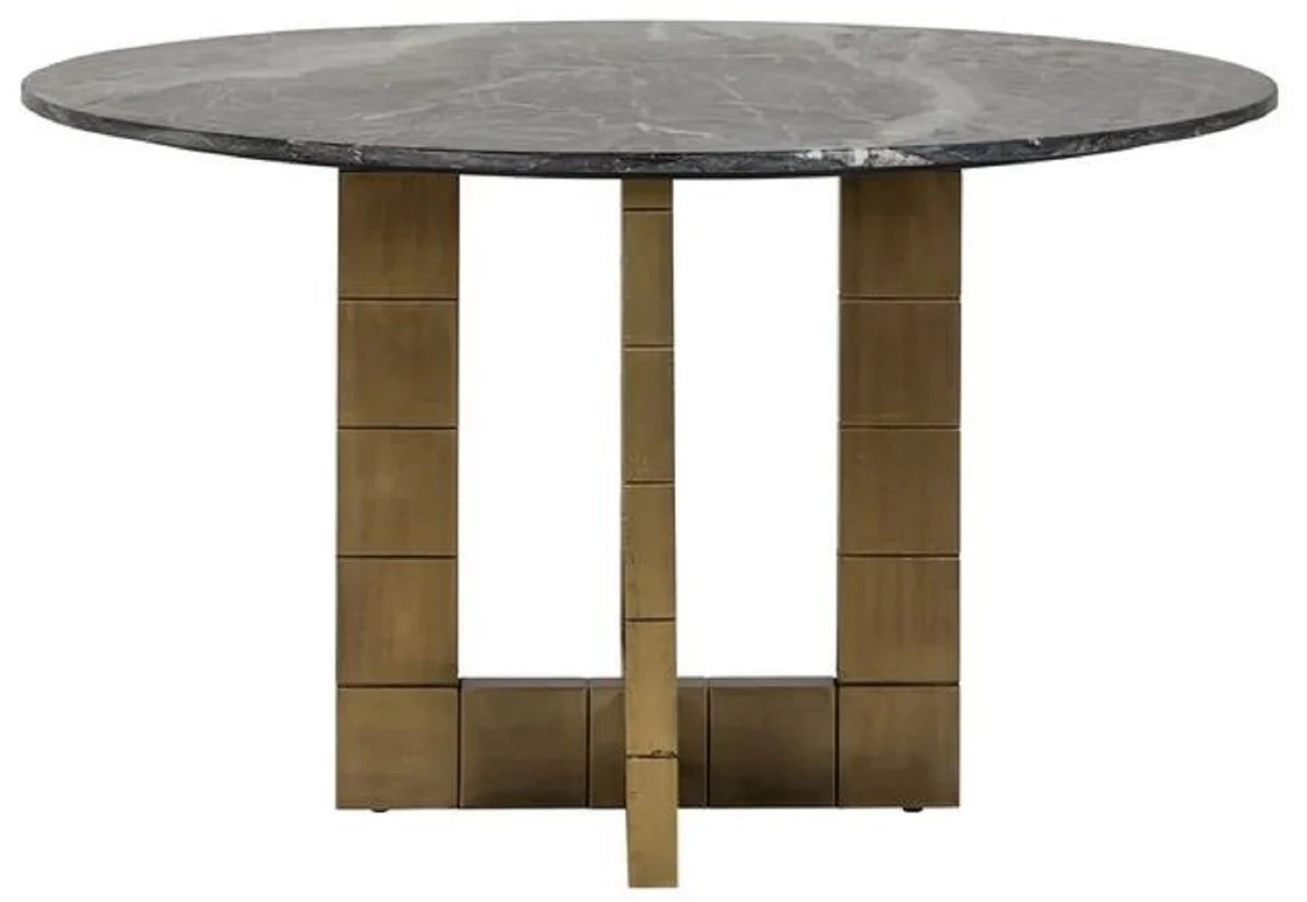 Casa Padrino mesa de comedor de lujo negro / oro ? 130 x A. 76 cm - Mesa de cocina redonda con tapa de m¨¢rmol - Muebles de comedor - Muebles de lujo