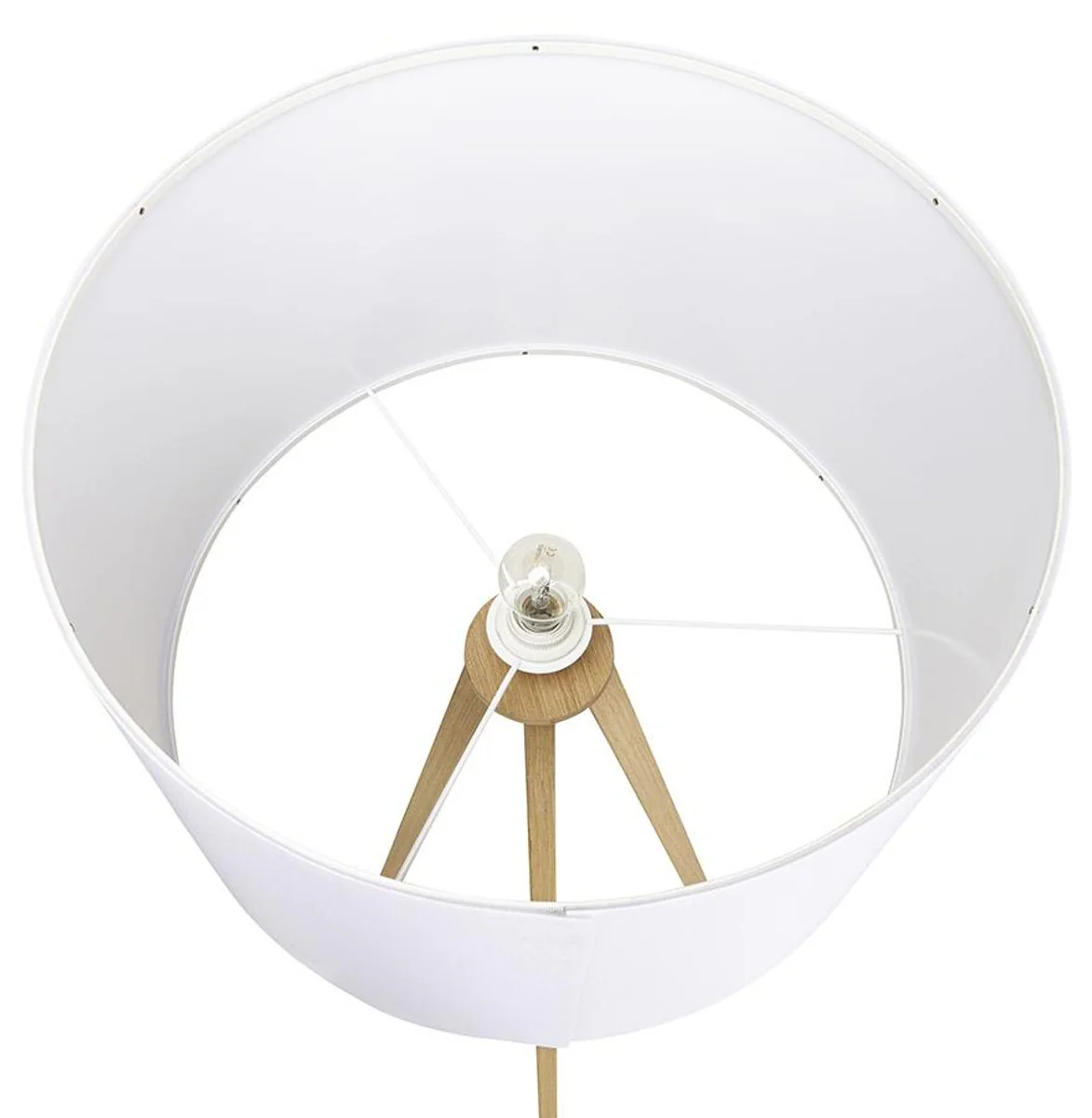 Lámpara de pie estudio Casa Padrino colores madera natural / blanco con 3 patas 159 x 55 cm