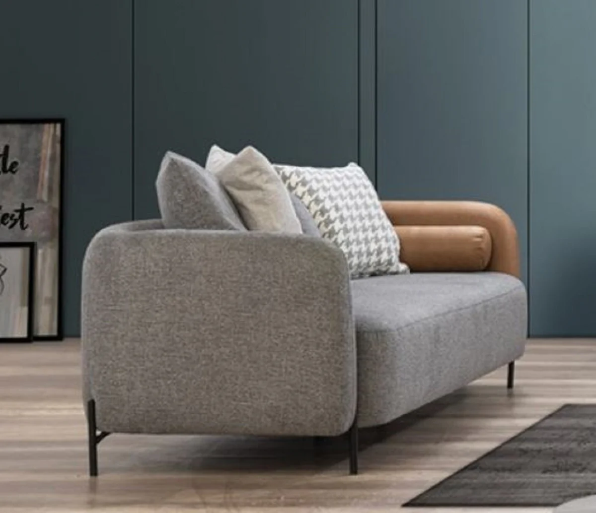 Casa Padrino sof¨¢ de lujo gris / marr¨®n / negro 255 x 90 x A. 70 cm - Sof¨¢ de sal¨®n - Muebles de sal¨®n - Muebles de lujo - Interiores de lujo