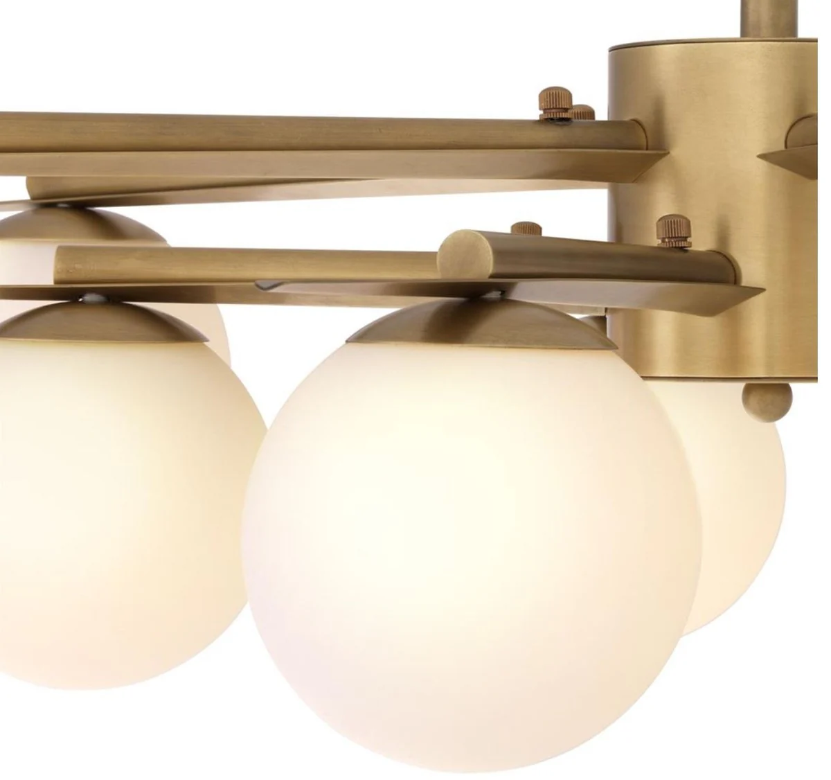 Casa Padrino araña de lujo latón antiguo / blanco Ø 90 x H. 20 cm - Muebles de Lujo