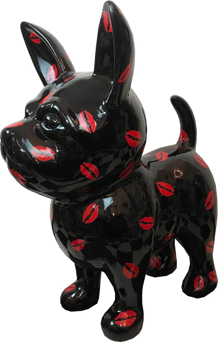 Casa Padrino figura decorativa de diseño perro chihuahua negro / rojo A. 91 cm - Escultura decorativa resistente a la intemperie - Decoración de Sala de Estar