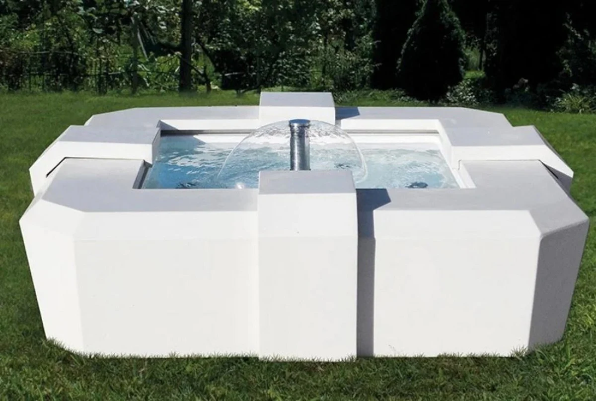 Casa Padrino fuente de lujo blanco 130 cm - Fuente de jard¨ªn cuadrada