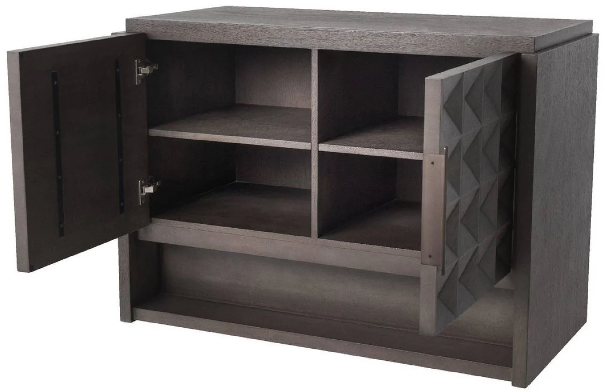 Casa Padrino aparador de lujo moca / bronce 115 x 56 x A. 83 cm - Armario de madera maciza con 2 puertas y efecto 3D en los frentes - Muebles de Lujo