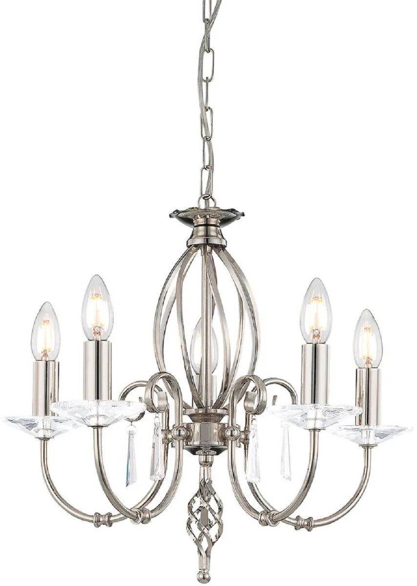 Casa Padrino araña de luces barroco plata Ø 48 x A. 42 cm - Lámpara de araña de salón elegante - Araña de luces de estilo barroco