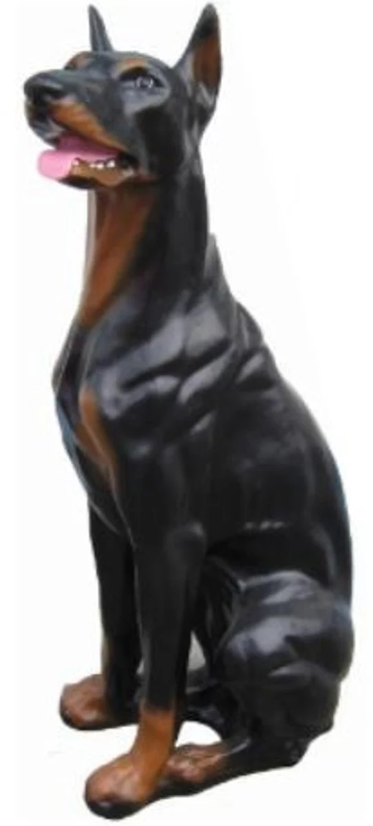 Casa Padrino figura decorativa doberman perro negro / marrón 29 x 42 x A. 92 cm - Escultura decorativa resistente a la intemperie - Decoración de Sala de Estar - Decoración de Jardín