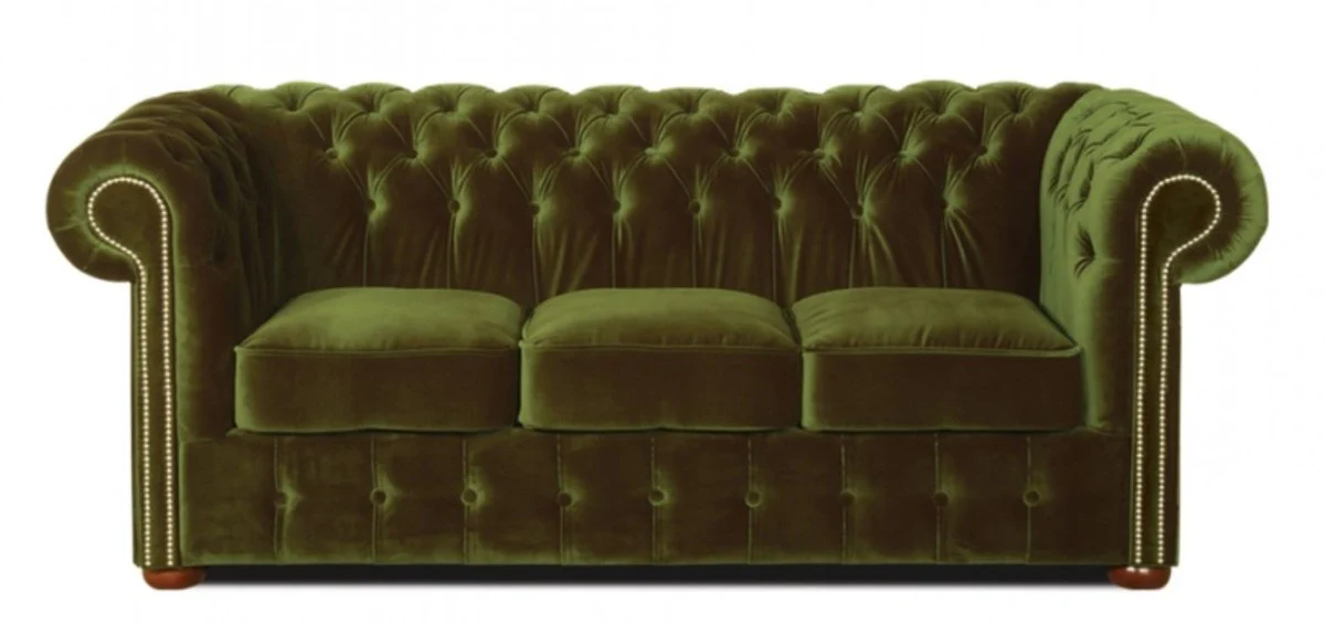 Casa Padrino Chesterfield sof¨¢ 3 plazas verde oscuro 200 x 90 x H. 78 cm - Calidad de Lujo