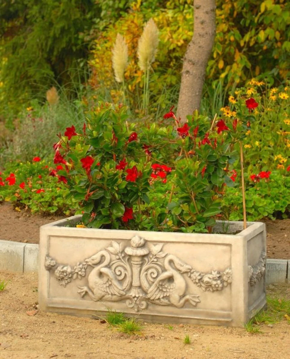 Maceta barroca Casa Padrino crema antigua 36 x 81 x H. 43 cm - maceta cuadrada de estilo barroco - maceta - jardinera Art Nouveau