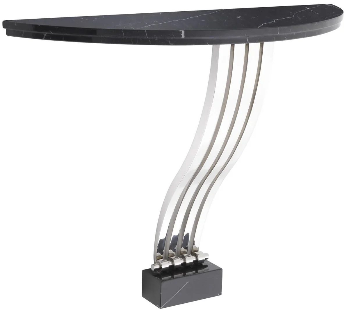 Casa Padrino consola de dise?o negro / plata 99 x 35 x A. 77,5 cm - Consola de m¨¢rmol con estructura de acero inoxidable - Muebles de Dise?o - Calidad de Lujo