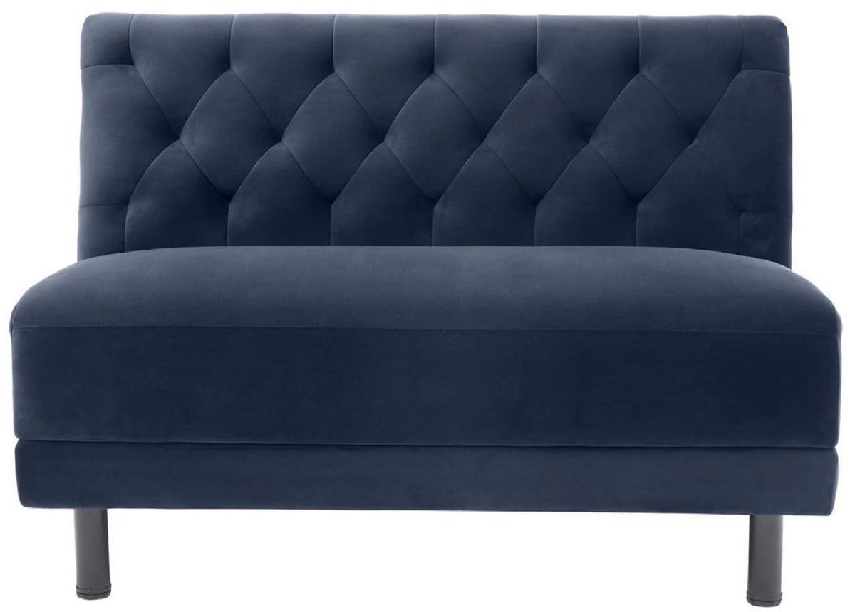 Casa Padrino sof¨¢ Chesterfield de lujo azul medianoche / negro 121 x 75 x A. 85 cm - Sof¨¢ de sal¨®n con tela de terciopelo fino - Colecci¨®n de Lujo