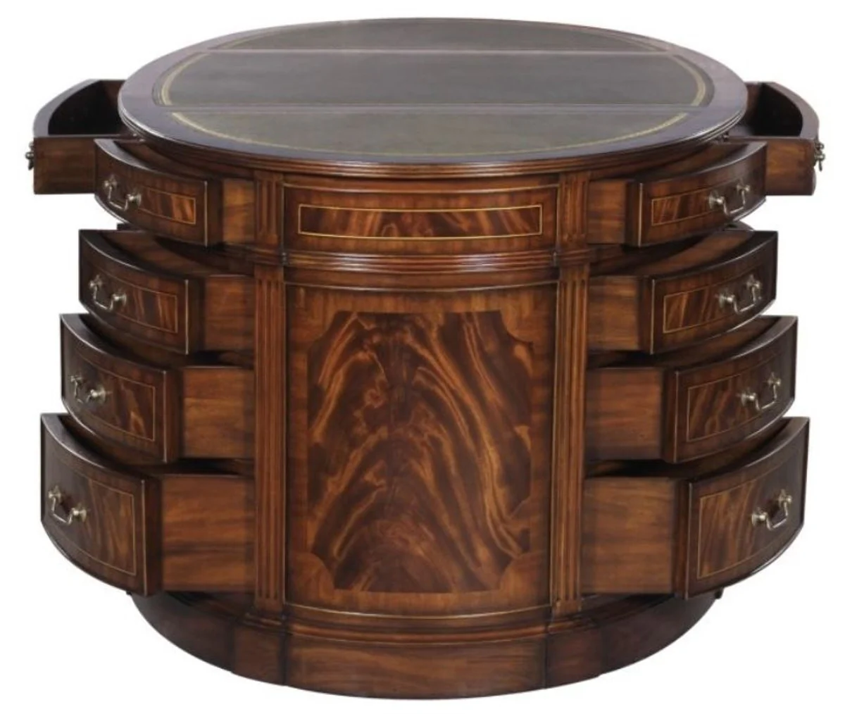 Casa Padrino escritorio de lujo de la marr¨®n / verde 180 x 102 x H. 76 cm - Escritorio Doble de Caoba con 18 Cajones