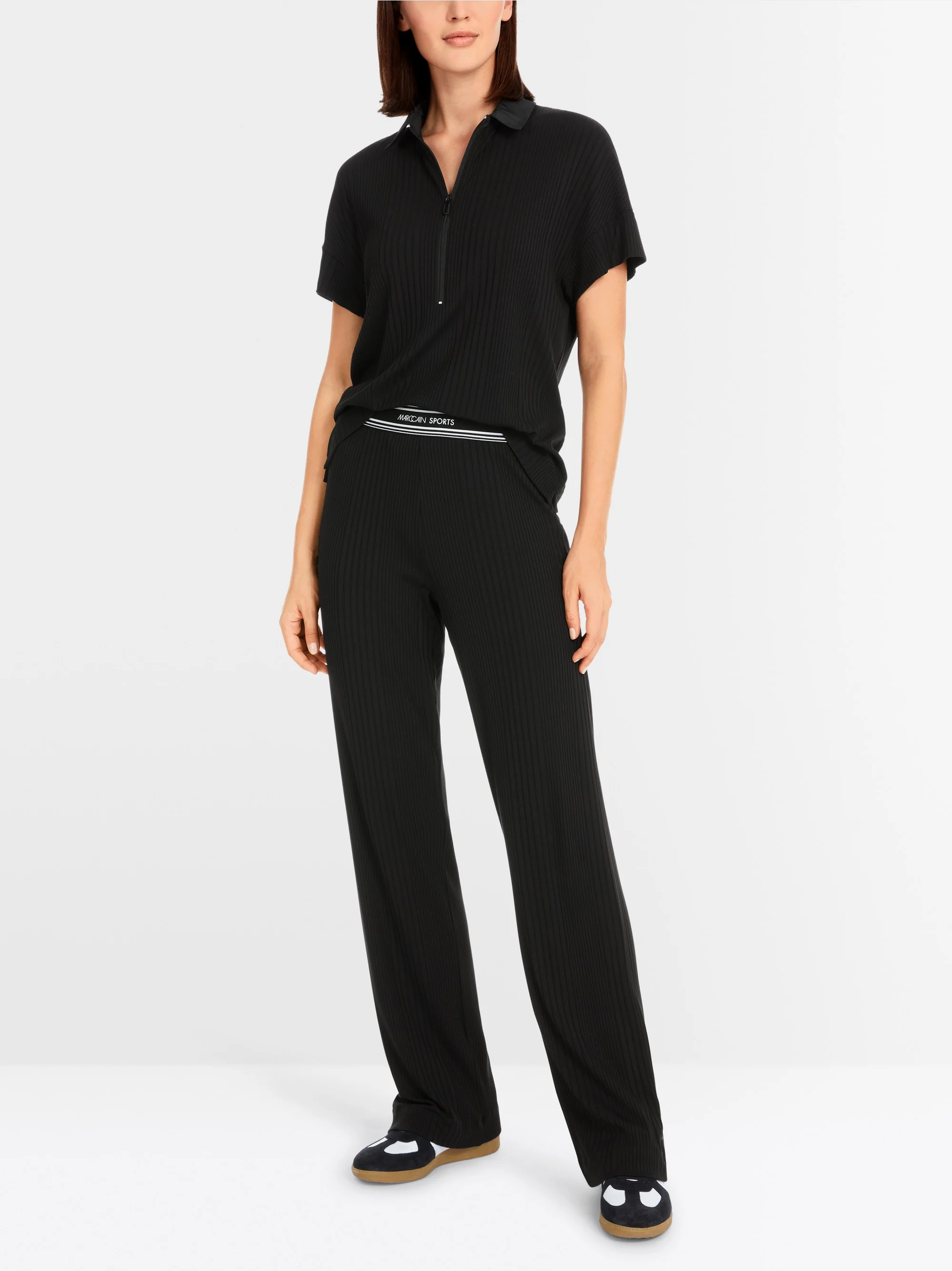 Marc-Cain Plain polo shirt in viscose stretch