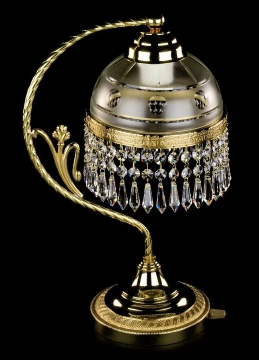 Casa Padrino lámpara de mesa de cristal barroco de lujo oro Ø 18 x A. 45 cm - Magnífica lámpara de escritorio de latón con cristal de Bohemia - Luces de cristal barroco - Noble y Magnífica