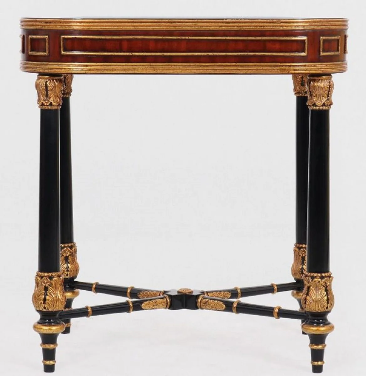 Casa Padrino mesa auxiliar barroco de lujo marr¨®n / negro / oro 61 x 46 x A. 65 cm - Mesa noble de madera maciza con tapa de vidrio - Muebles Barrocos