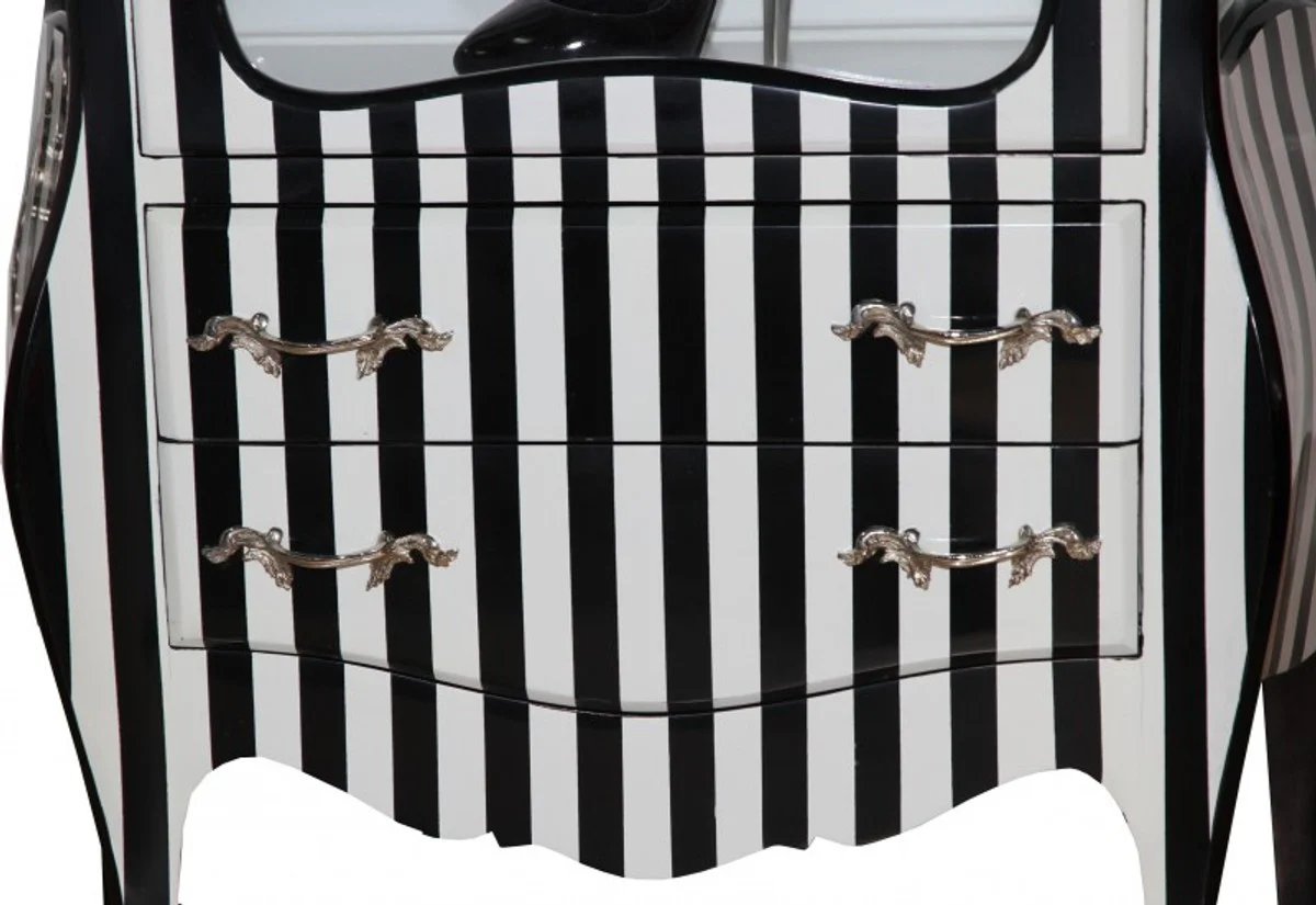 Casa Padrino baroque display case in Black / White stripes - display cabinet - cupboard