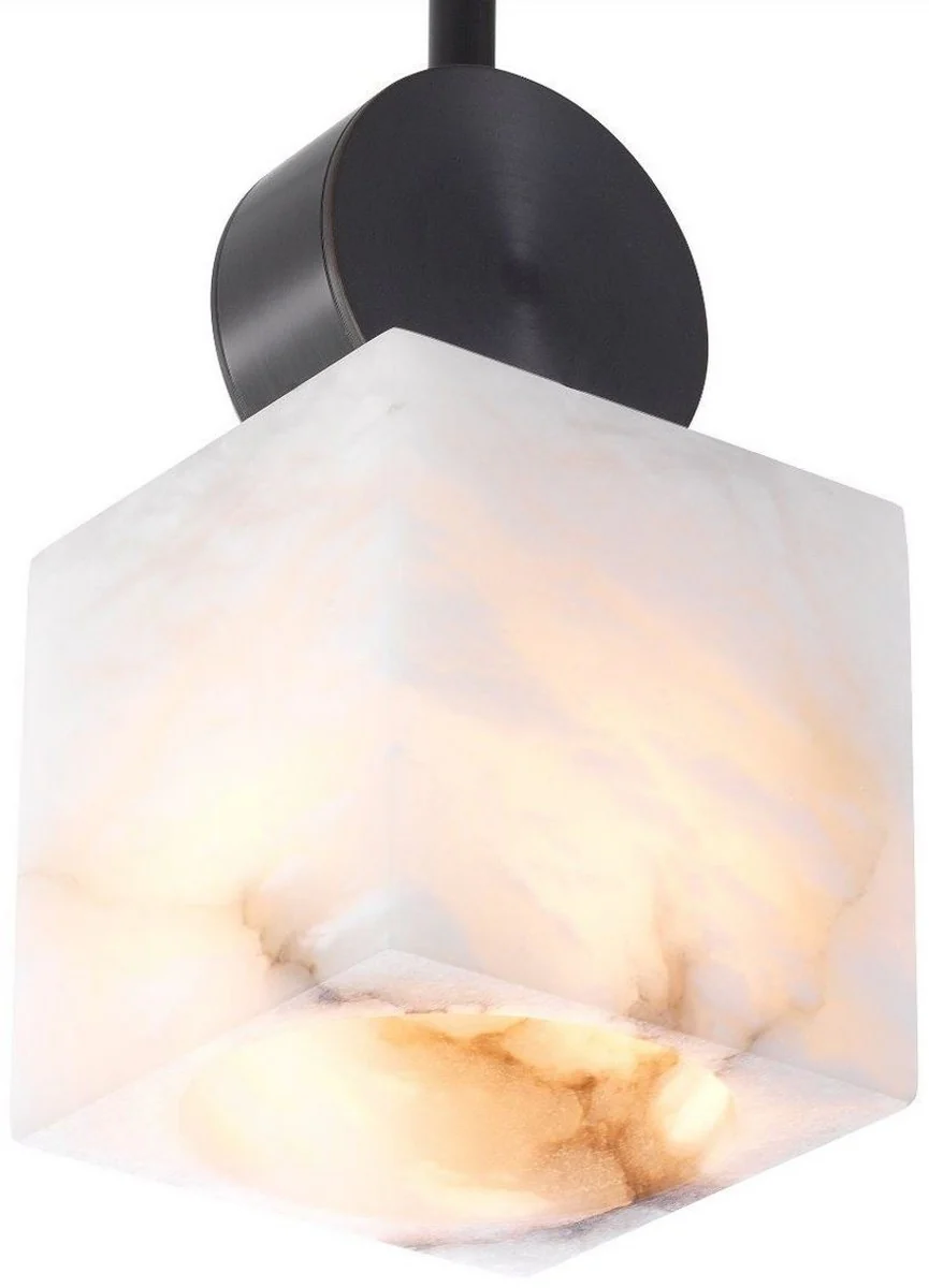 Casa Padrino lámpara colgante de lujo bronce / alabastro 12 x 12 x A. 24 cm - Lámpara de mesa moderna con pantalla cuadrada de alabastro - Colección de Lujo