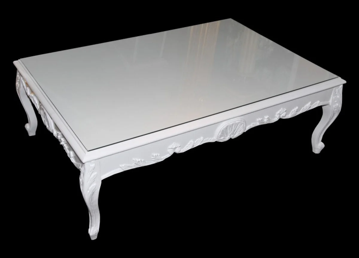 Casa Padrino Baroque Coffee Table White 120 x 85 cm - coffee table - coffee table - Limited Edition