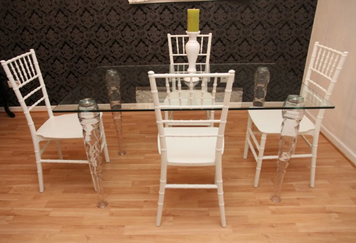 Designer acrylic dining room set - Ghost Chair Table - polycarbonate furniture - a table and 4 chairs - White House Padrino designer furniture - designer furniture Casa Padrino