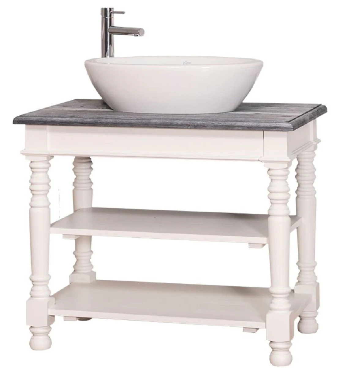 Casa Padrino Armario Lavabo Estilo Campestre Blanco / Gris 90 x 54 x H. 74 cm - Muebles de Baño de Estilo Campestre