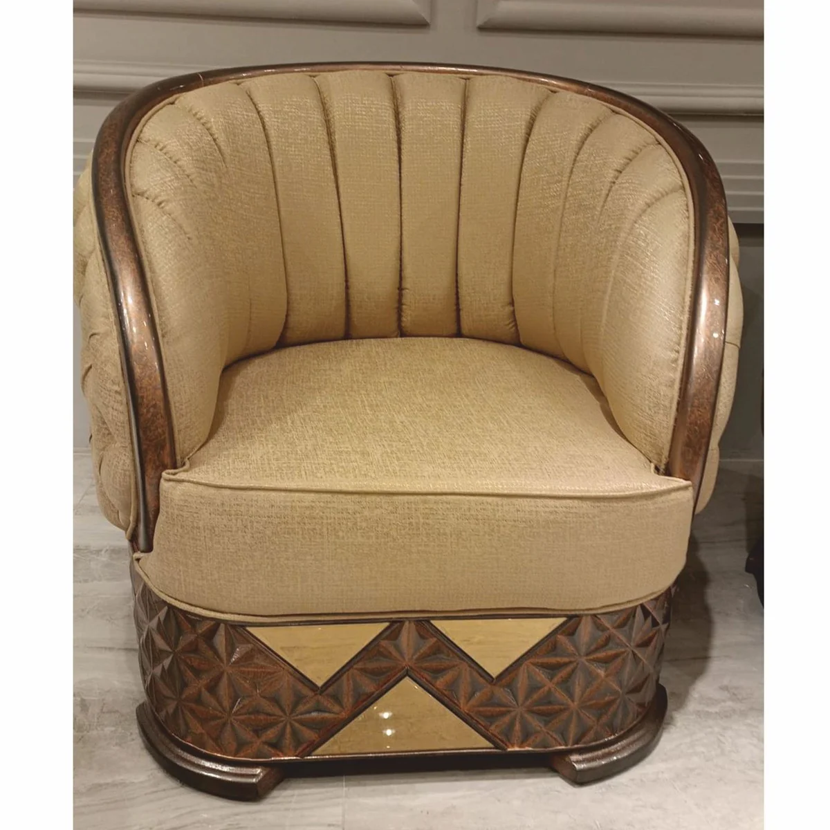 Casa Padrino sill¨®n Art Deco de lujo oro / cobre / gris - Muebles de sal¨®n