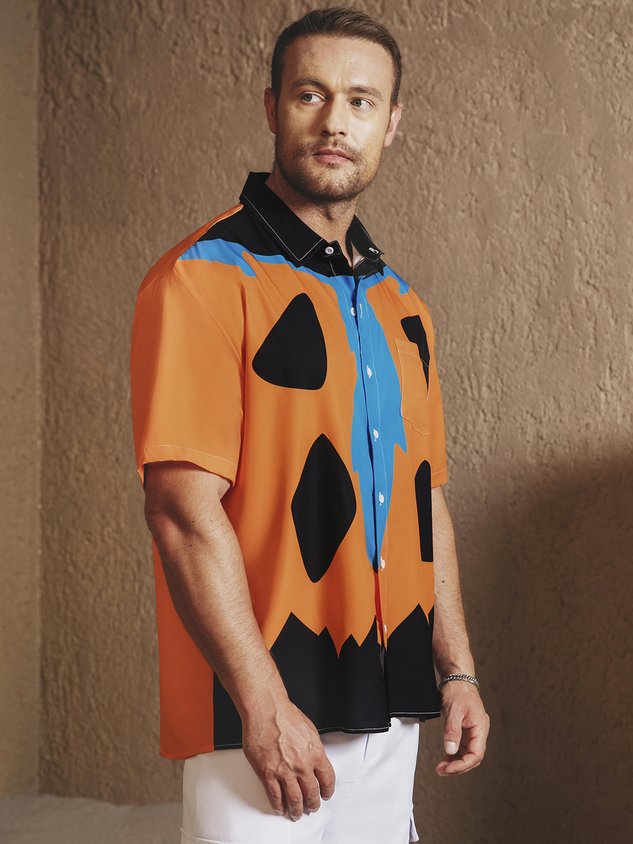 Creative Chest Pocket Short Sleeve Casual Shirt