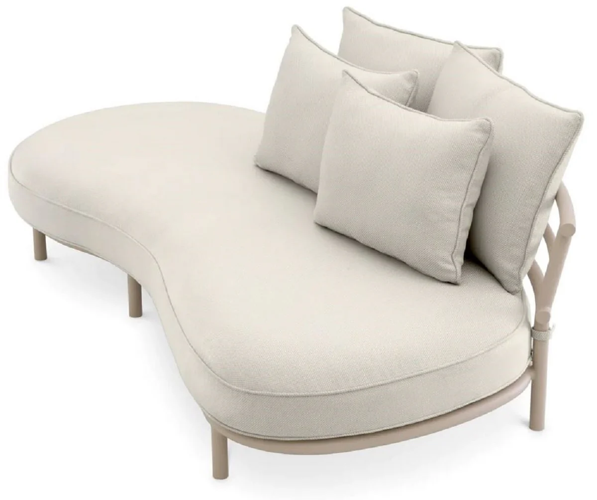 Casa Padrino sof¨¢ de exterior de jard¨ªn de lujo lado derecho blanco gris / arena 220 cm - Muebles de jard¨ªn de lujo