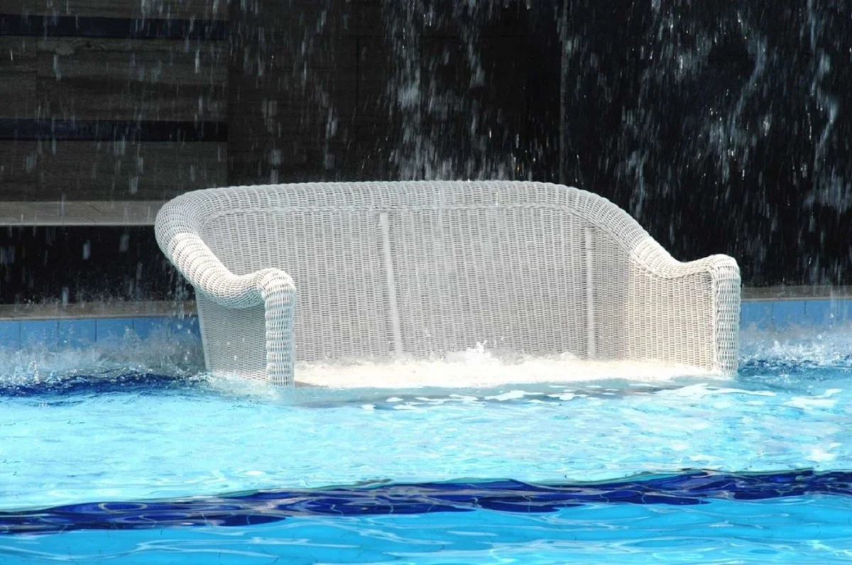 Casa Padrino sof¨¢ de jard¨ªn de lujo de 2 plazas blanco / turquesa 140 cm