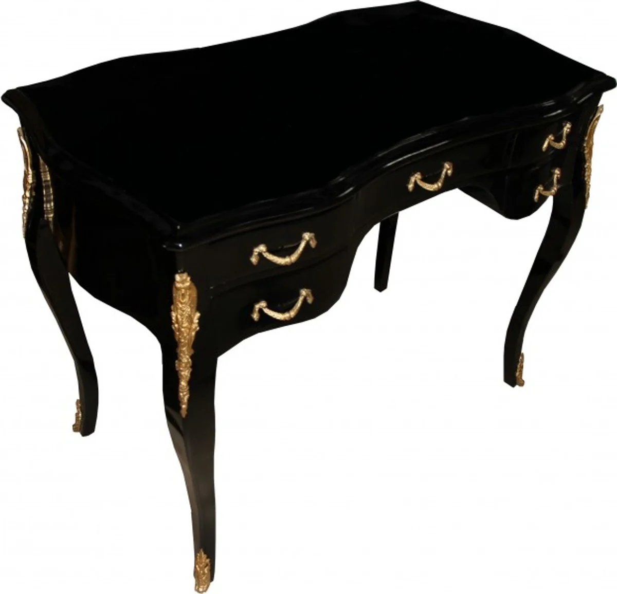 Casa Padrino luxury Baroque Desk High Gloss Black / Gold100 x 80 x 58 cm secretary luxury furniture