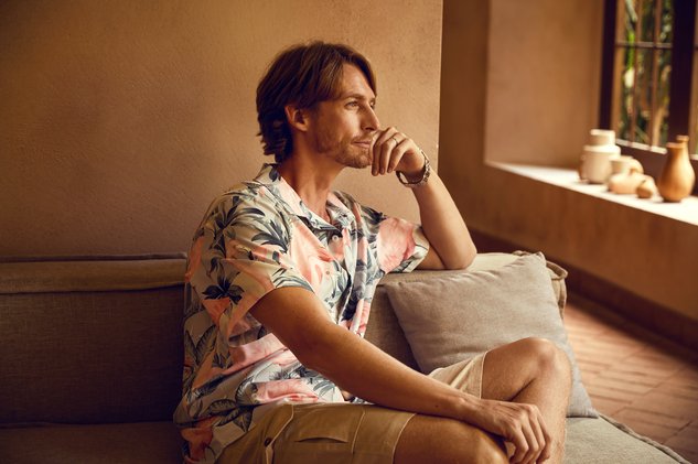 Men's Printed Casual Breathable Flamigo Short Sleeve Hawaiian Shirt