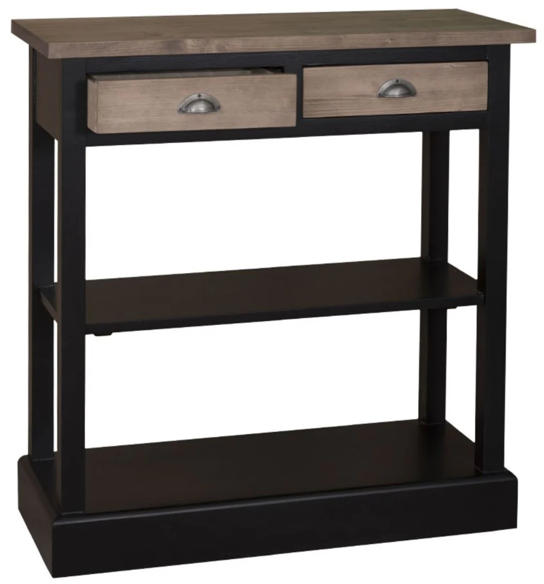 Casa Padrino consola de cocina de estilo country negro / marr¨®n 85 x 35 x H. 89 cm - Consola de Estilo Country con 2 Cajones