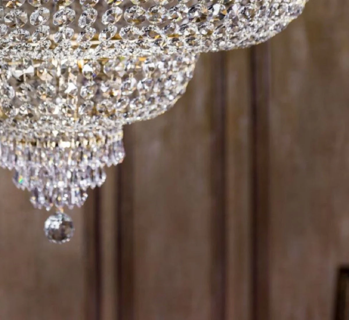 Casa Padrino araña de luces de cristal barroco oro antiguo Ø 100 x A. 68,8 cm - Lámpara de araña redonda de estilo barroco - Araña de salón barroco - Noble y Magnífica