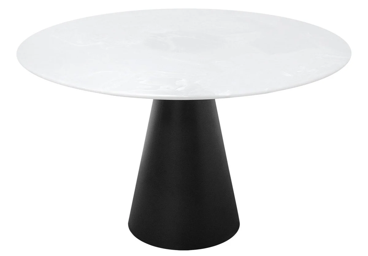 Casa Padrino mesa de comedor de dise?o negro / blanco 120 x H. 76 cm - Mesa de Comedor