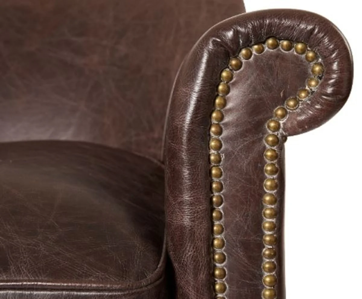 Casa Padrino luxury leather armchair dark brown 88 x 81 x H. 79 cm - Genuine Leather Furniture