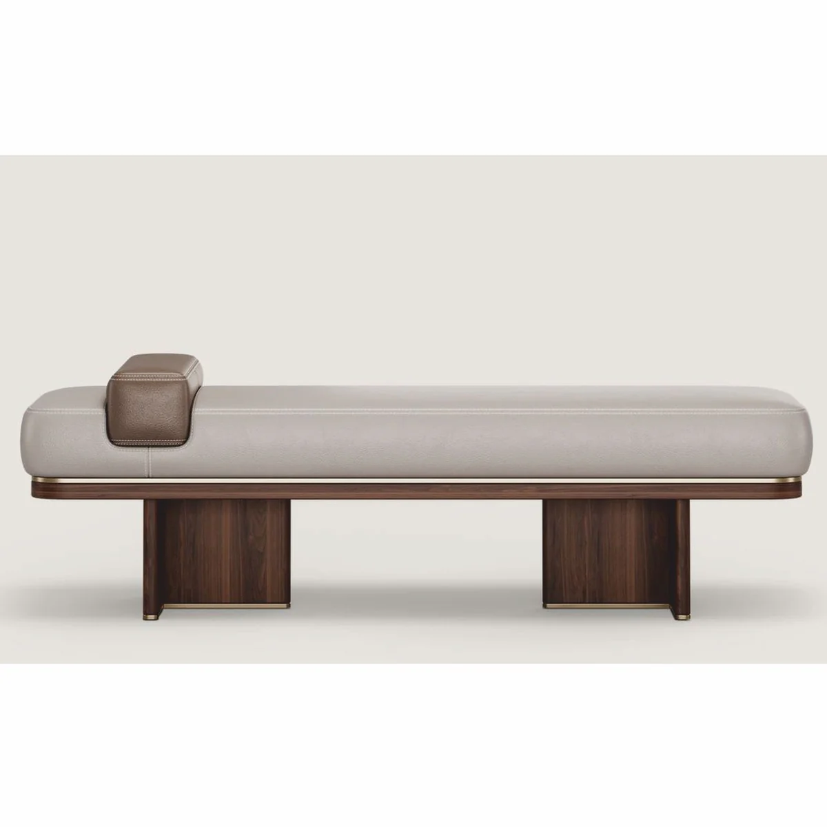 Casa Padrino Banco de Cuero de Lujo Gris / Marr¨®n / Lat¨®n 150 cm - Muebles de Cuero Genuino