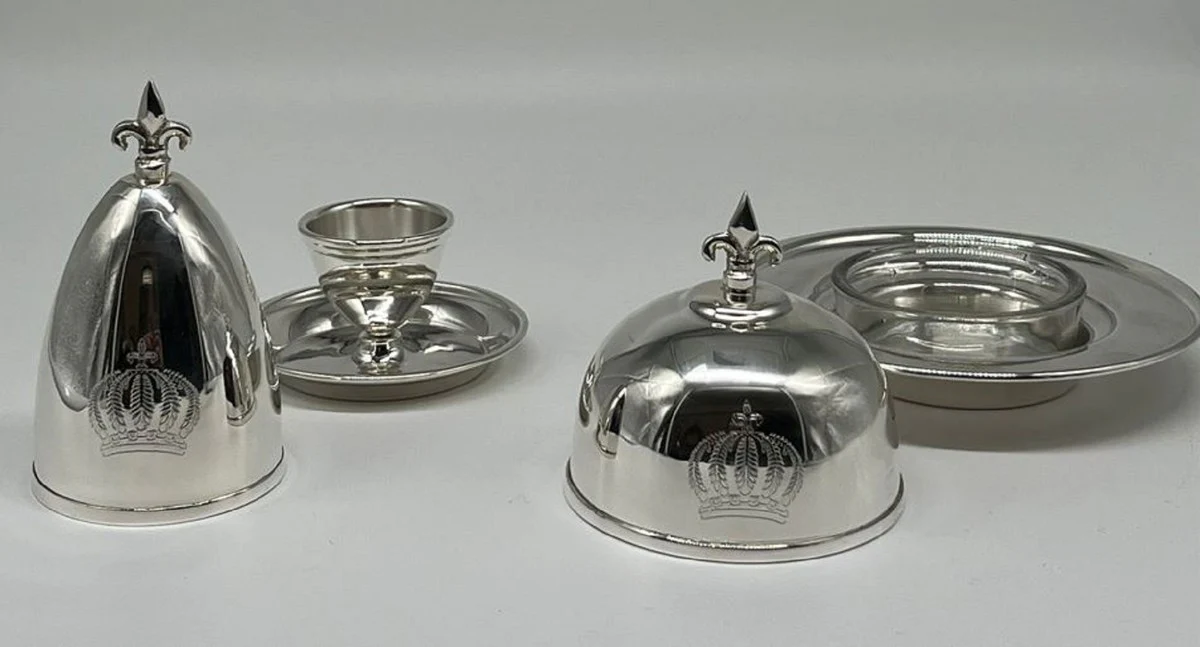 Pomp??s de Casa Padrino huevera barroco de lujo con tapa plata - dise?ada por Harald Gl??ckler