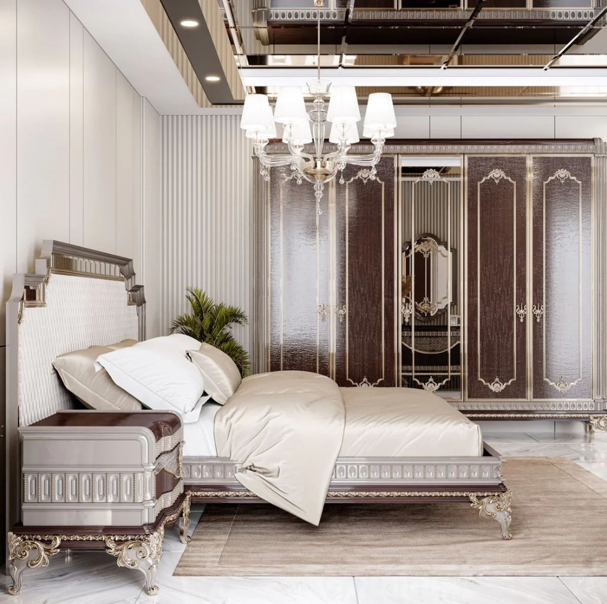 Casa Padrino armario de dormitorio barroco de lujo marr¨®n oscuro / gris / oro