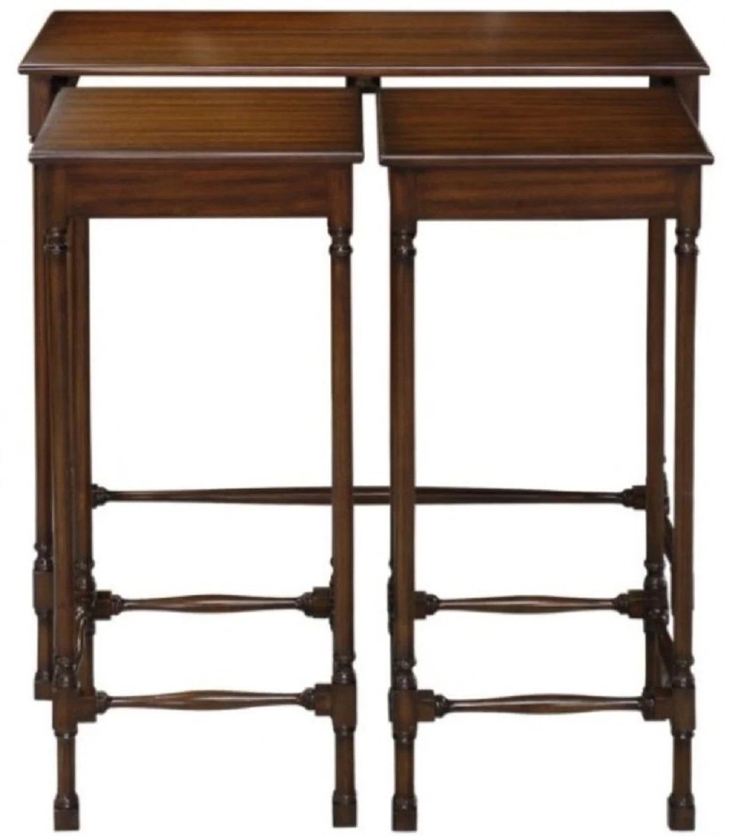 Casa Padrino conjunto de mesa auxiliar de caoba de lujo marrón oscuro 67 x 28 x H. 70 cm - Muebles de Lujo