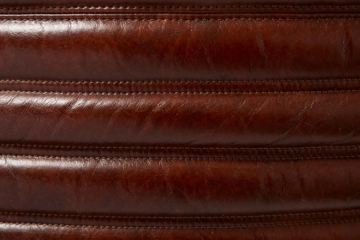 Casa Padrino luxury swivel armchair dark brown / silver 69 x 97 x H. 79 cm - Genuine Leather Armchair in Art Deco Design